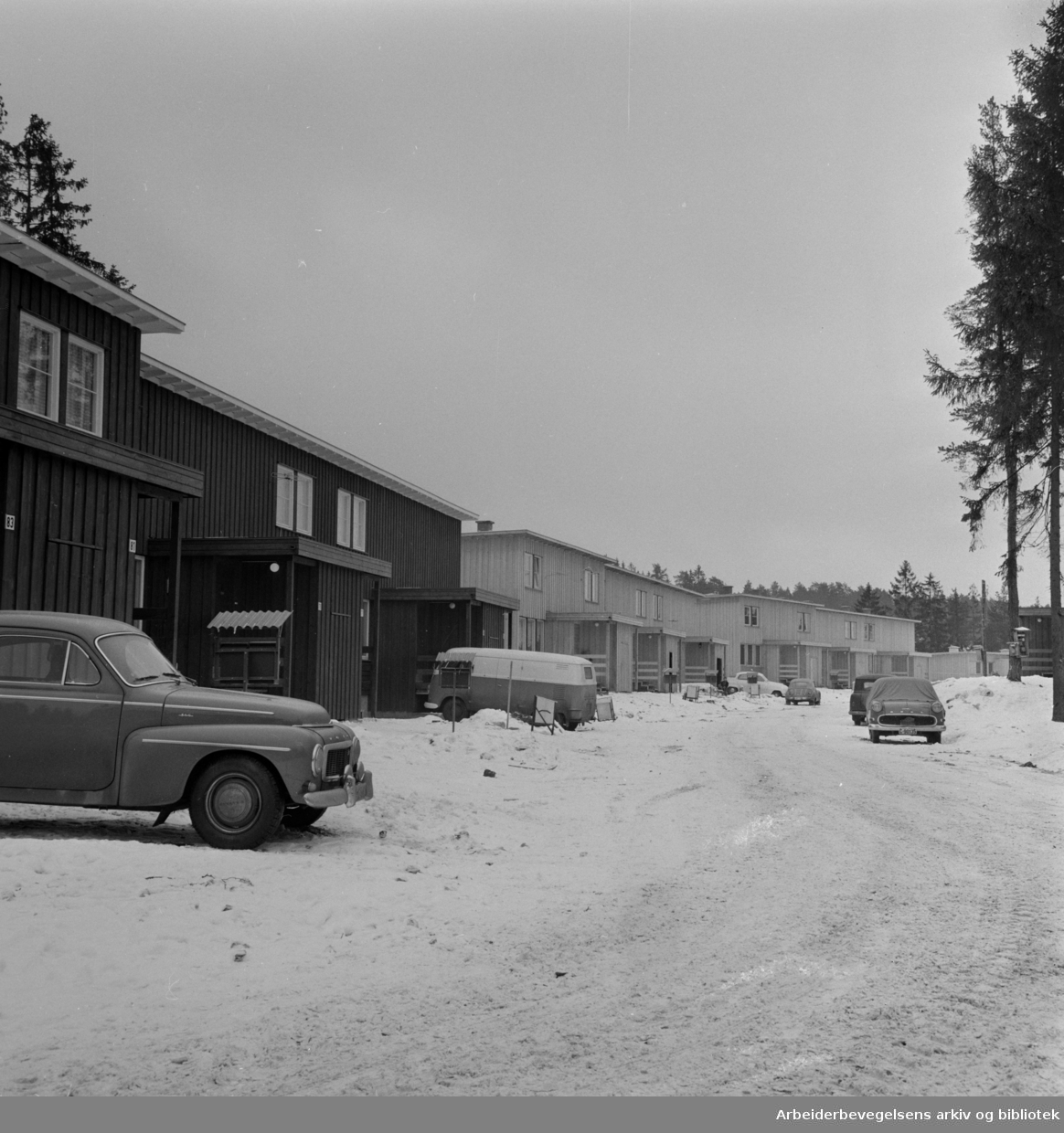 Oppsal. Bjartkollen borettslag. Februar 1964.