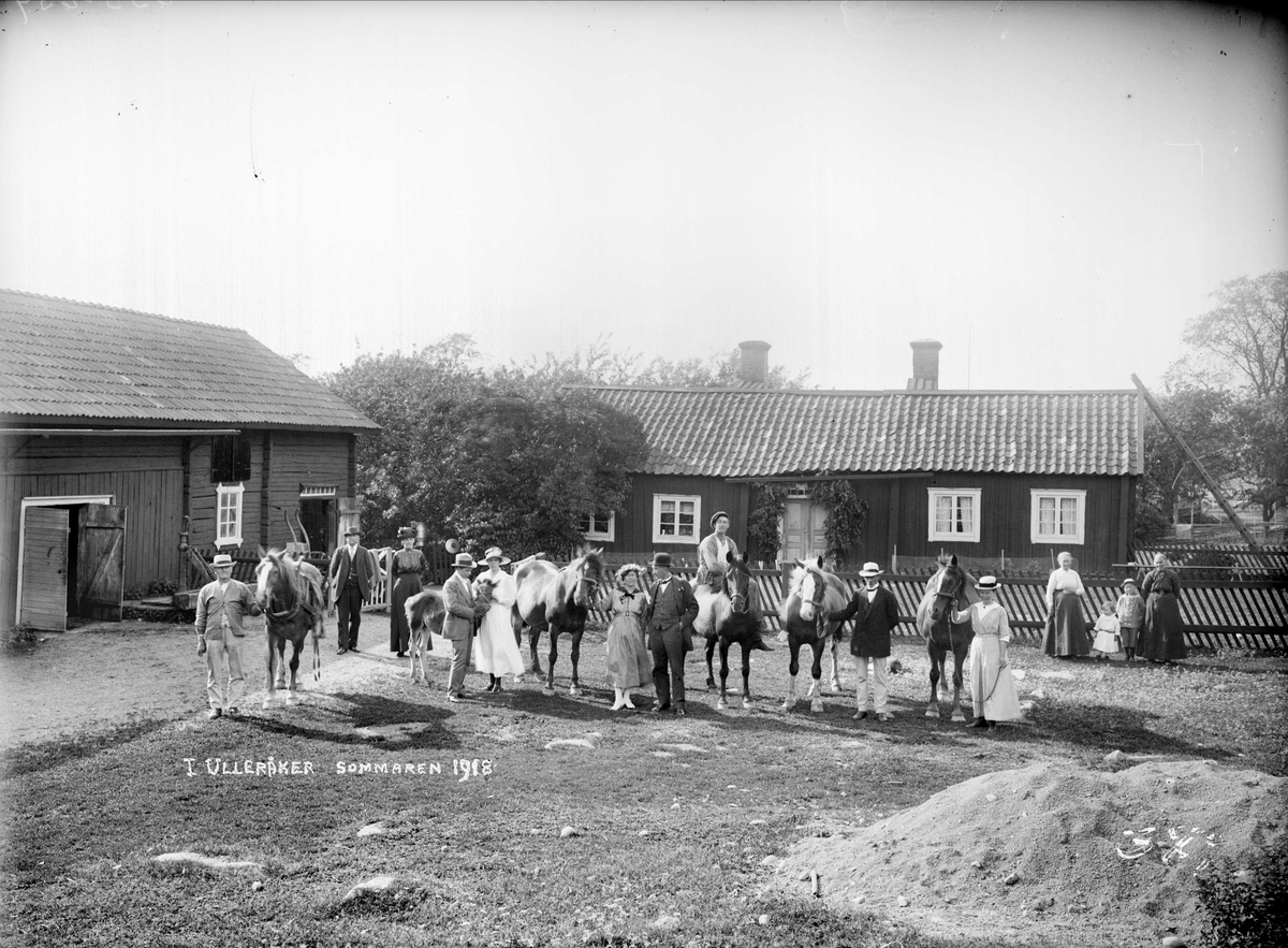 Grupp vid Edvard Frejs, Ulleråker, Simtuna socken, Uppland 1918