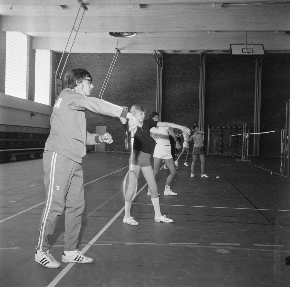 Badmintonträning, Tierp, Uppland 1971
