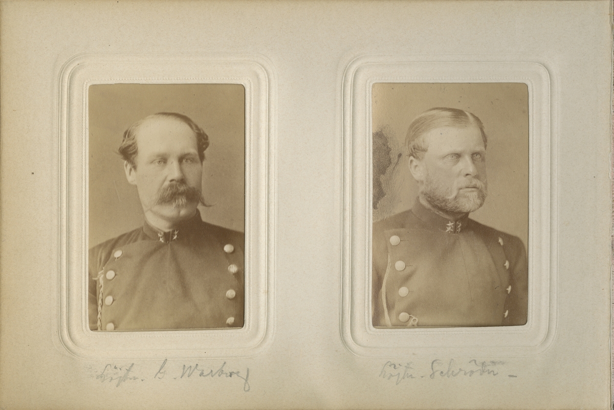 Porträtt av Carl Gustaf Adolf Warberg, löjtnant vid Södermanlands regemente I 10.
Se även bild AMA.0009212 och AMA.0009289.