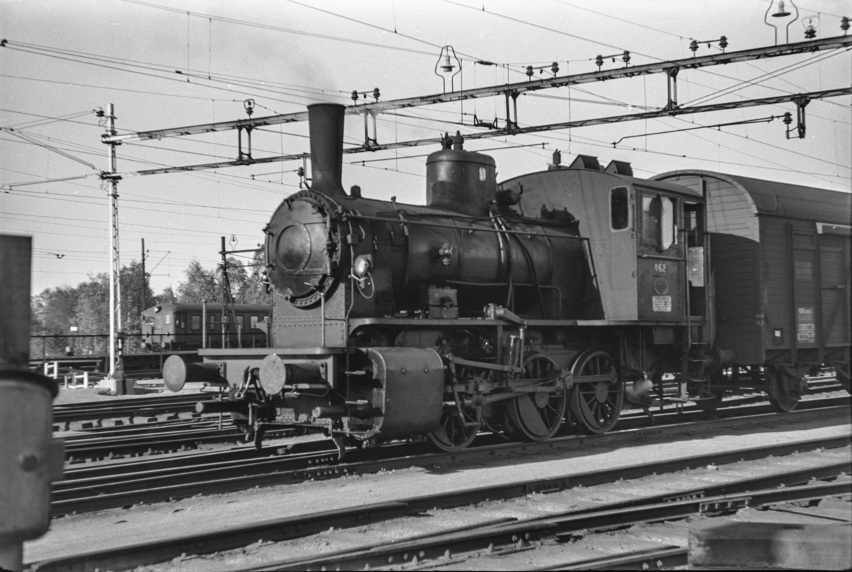 Damplokomotiv type 40a nr. 462 i skiftetjeneste på Lillestrøm stasjon.