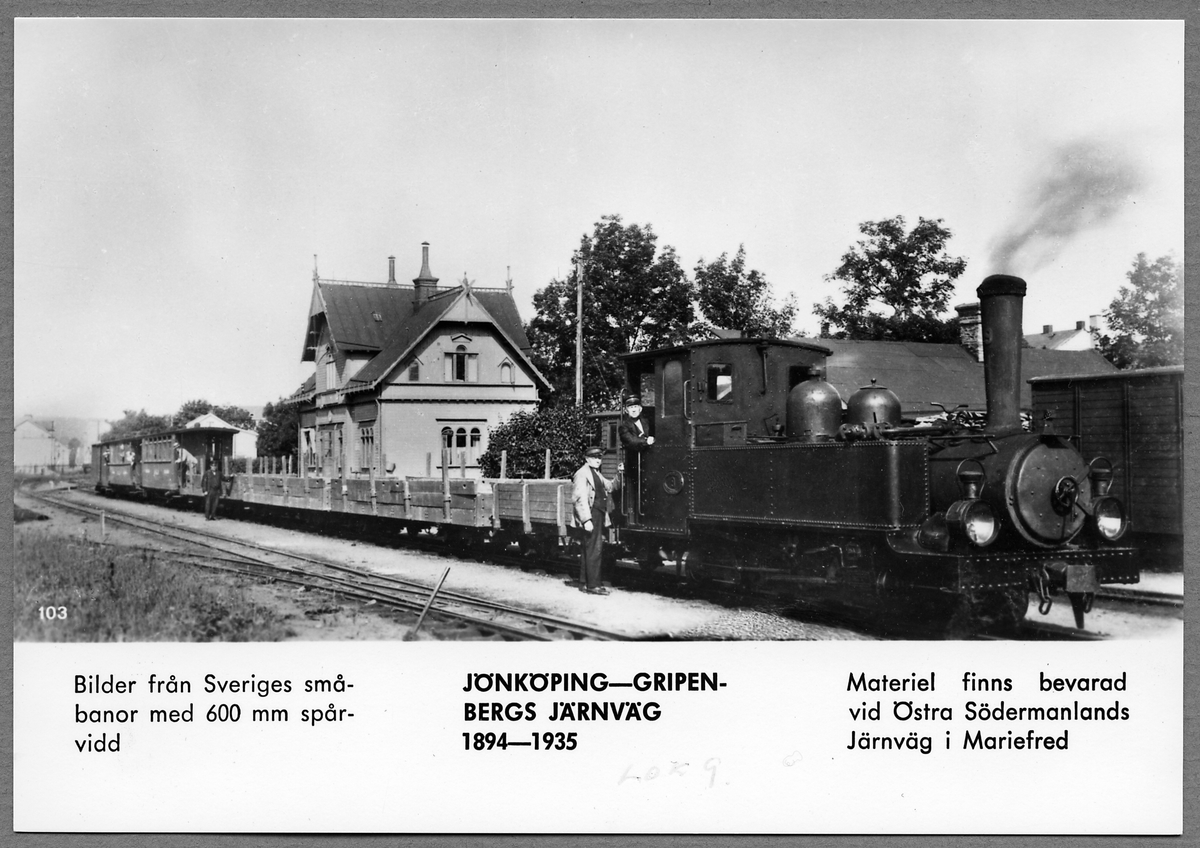 Jönköping-Gripenbergs Järnväg, JGJ lok 9 vid Jönköping Östra station.