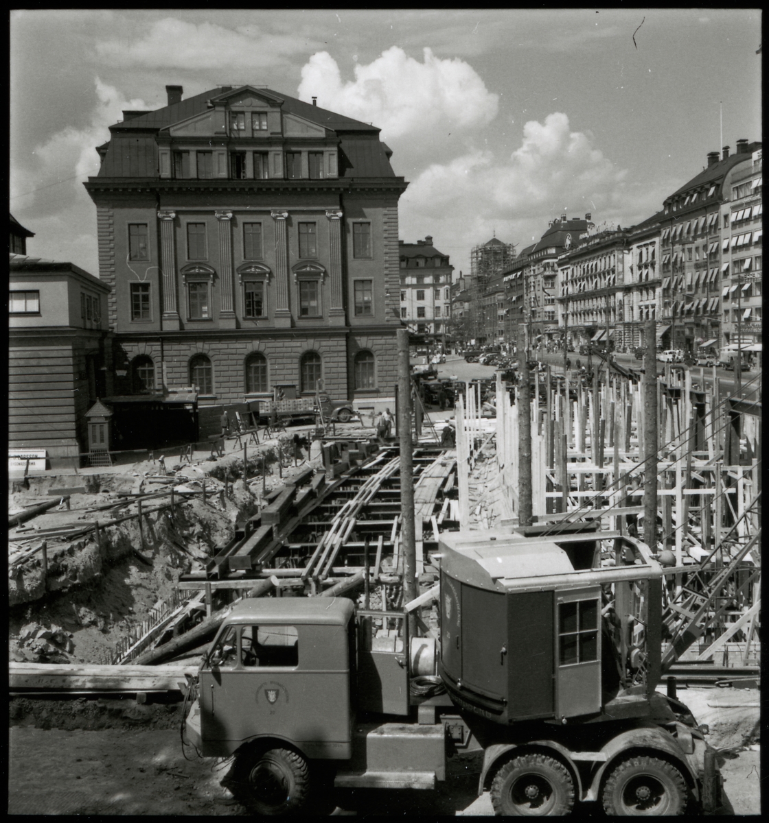 Stockholm Centrals tunnelbanebygge på 1950 talet.