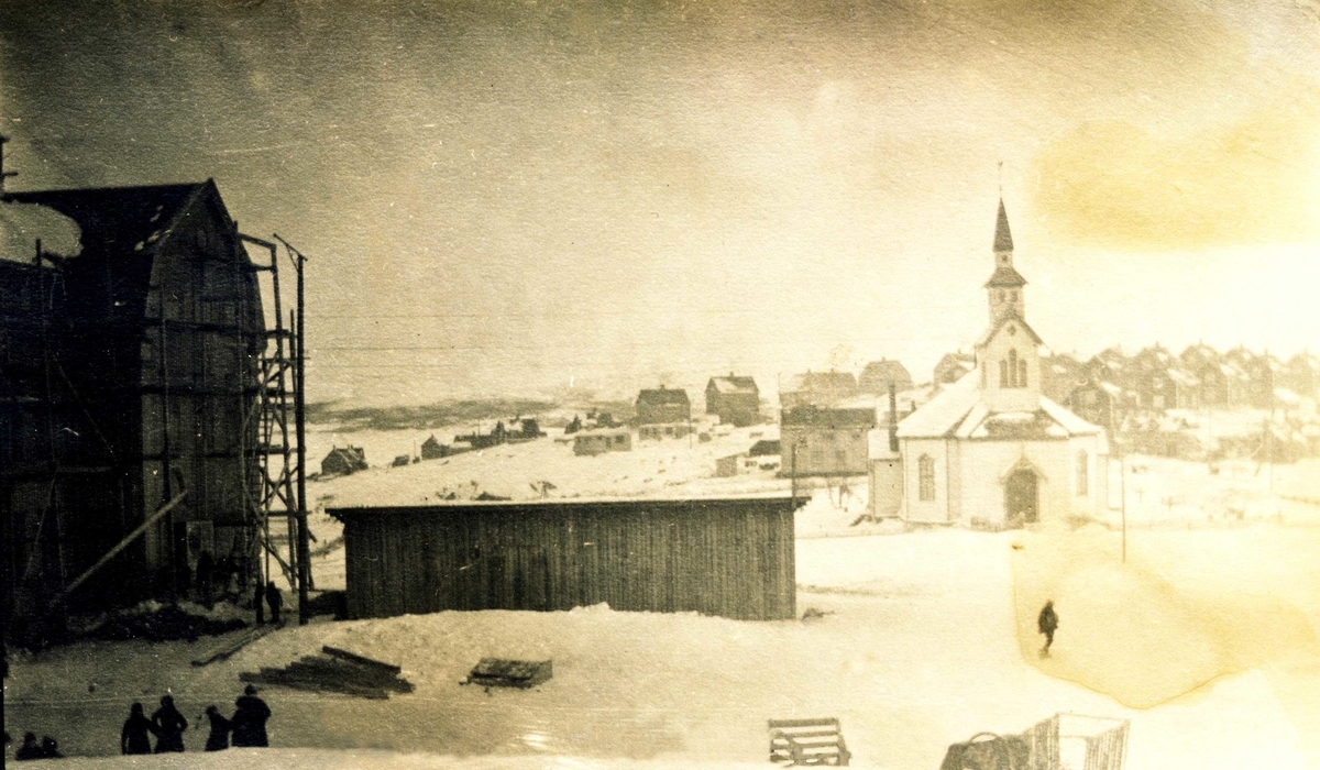 Gamle kirken og sentrum av Kirkenes 1917-1918.