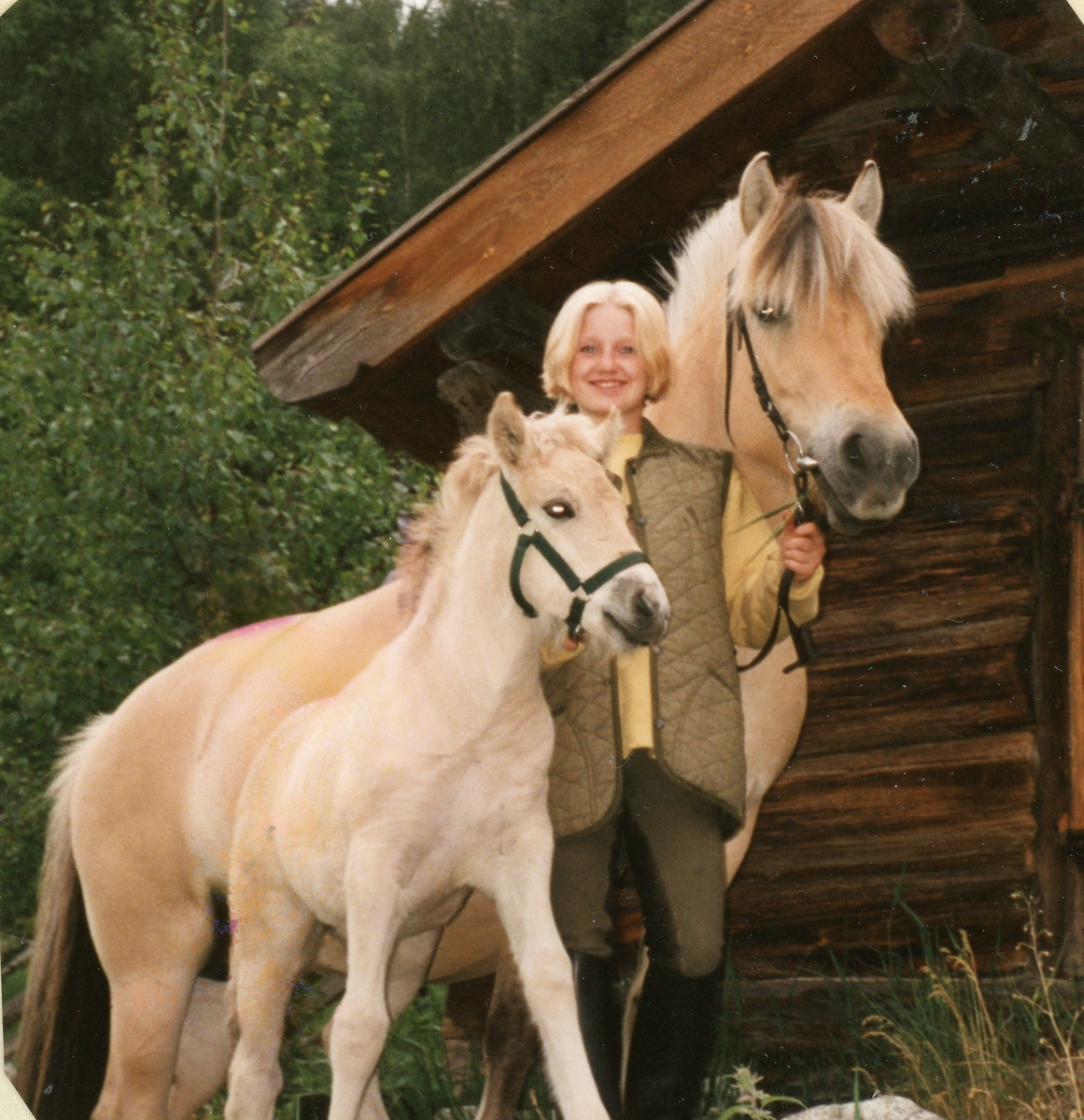 Lena Eikrehagen med hestene sine.