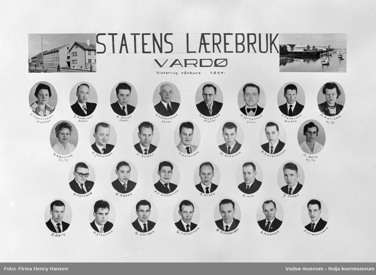 Statens lærebruk Vardø,  1964. Portrettsamling vinter- og vårkurs 1964.