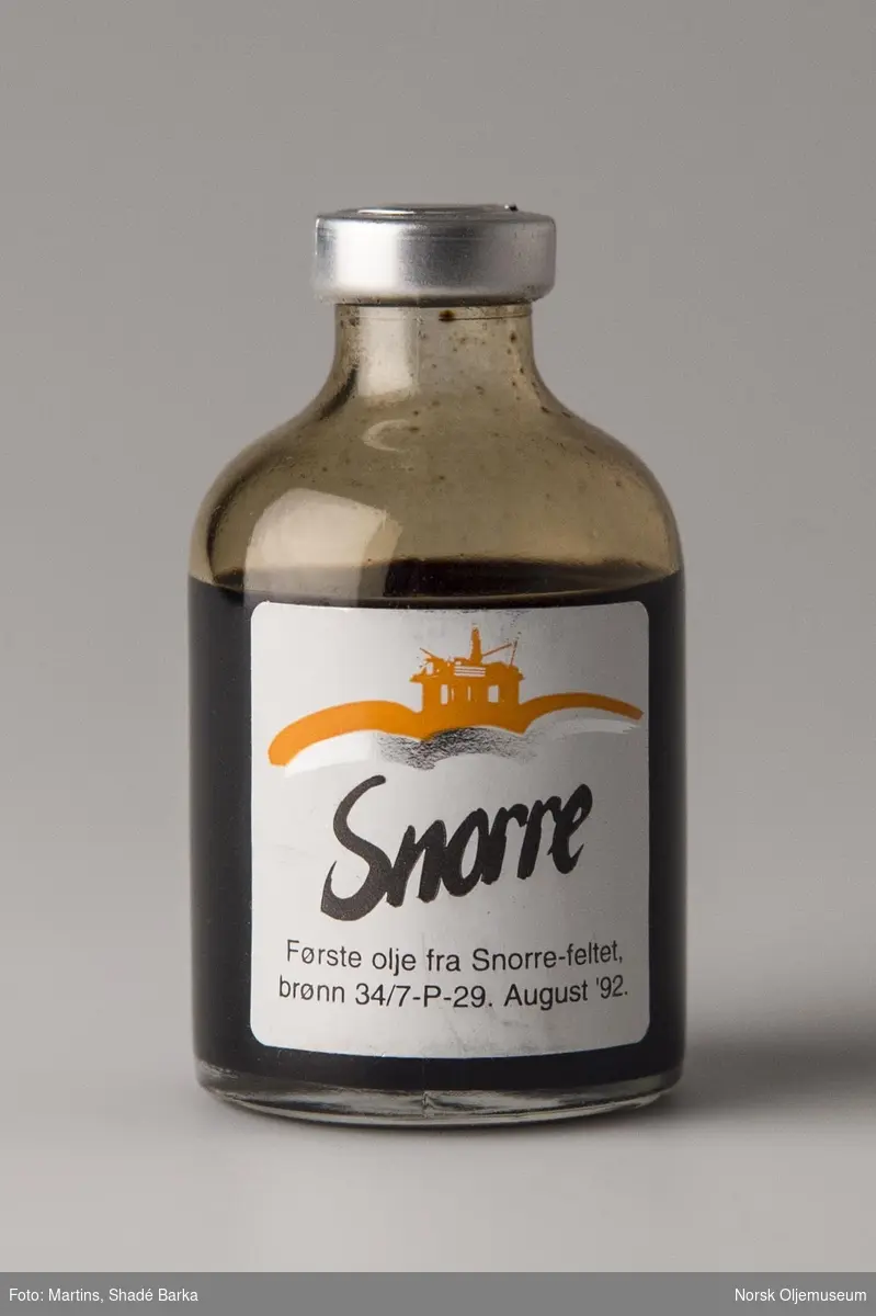 Første oljeprøve fra Snorre-feltet.