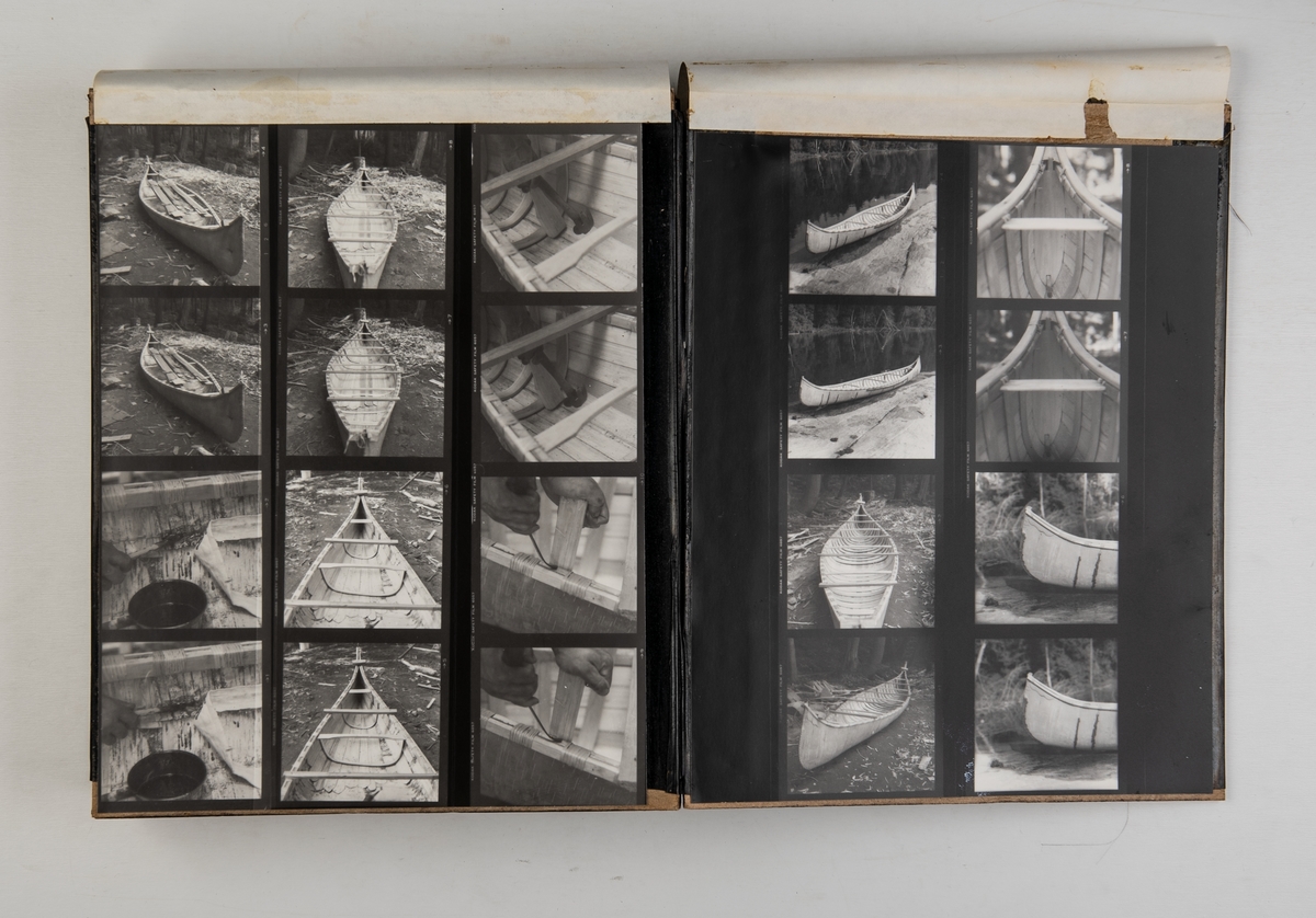 Album med fotografier og beskrivelse av konstruksjonen av en bjørkeneverkano.