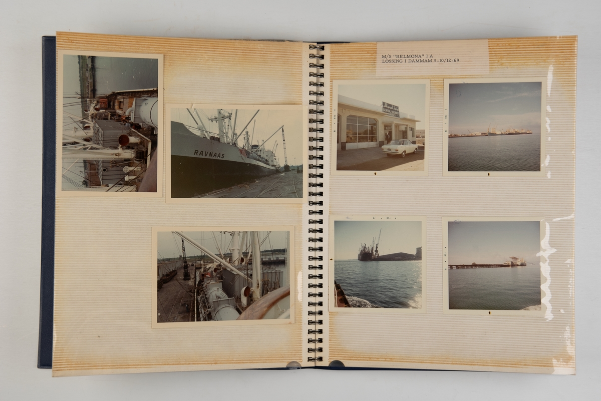 Album med fotografier av lasting og lossing på diverse skip fra Wilh. Wilhelmsen.