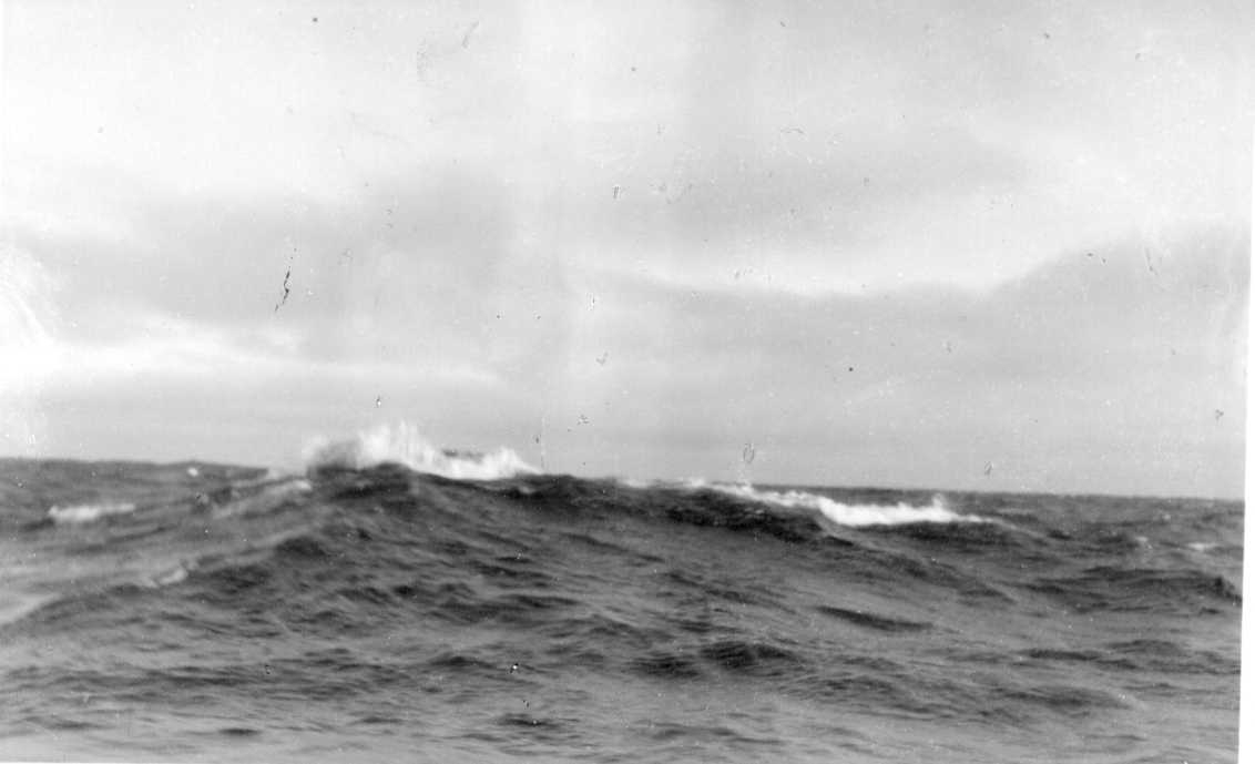 Ett hav med höga vågor fotograferat från ett fartyg.