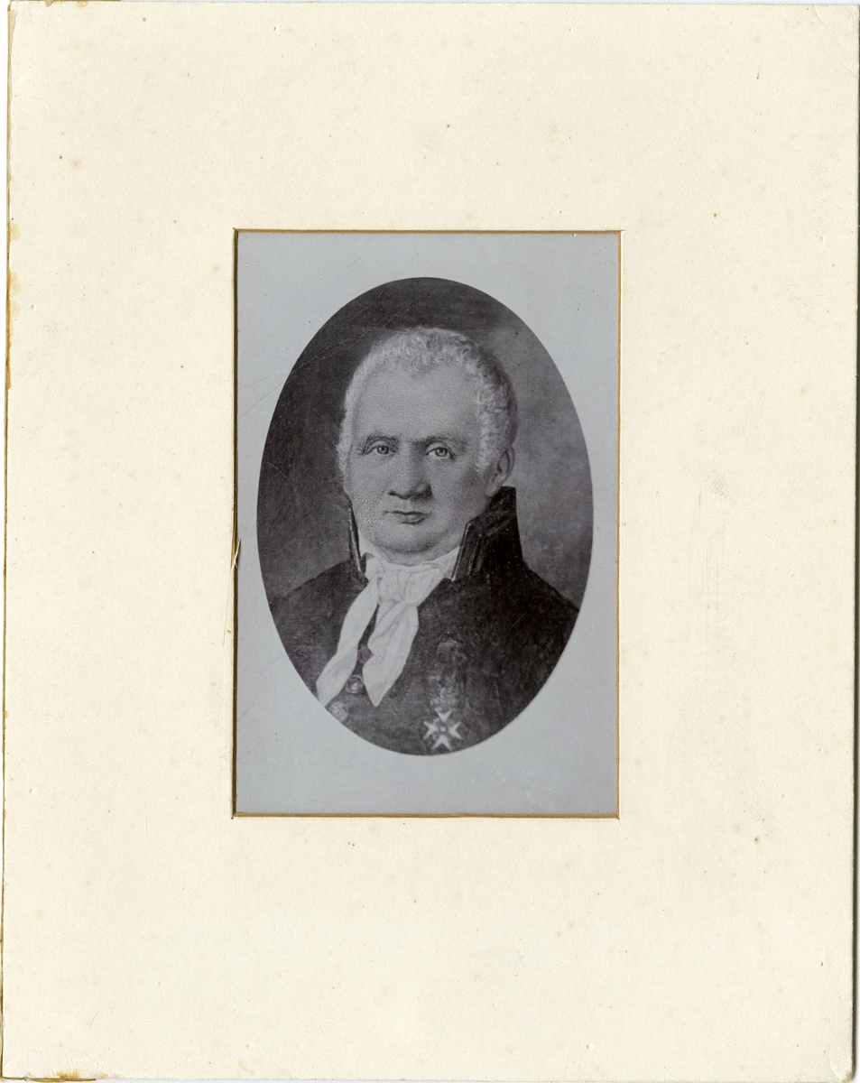 Jonas Wessel .1766-1851. Carte de visitte fotografi som viser avfotografering av Wessel som var sorenskriver i nedre Telemark