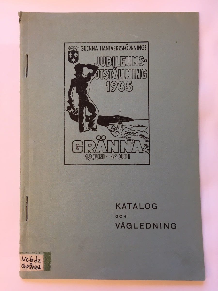 Ljusgrön "Katalog och vägledning" på 33 sidor för jubileumsutställning i Gränna 19 juni-14 juli 1935.