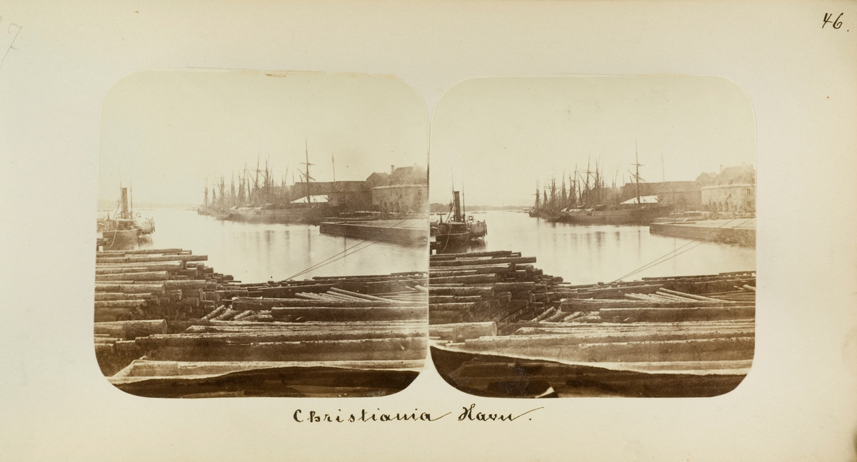 Seilskuter ved Christiania havn i 1862