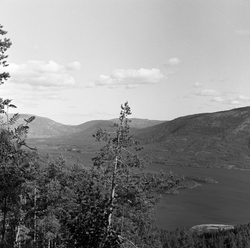Utsikt over innsjøen Vråvatn, Kviteseid kommune, Telemark. V