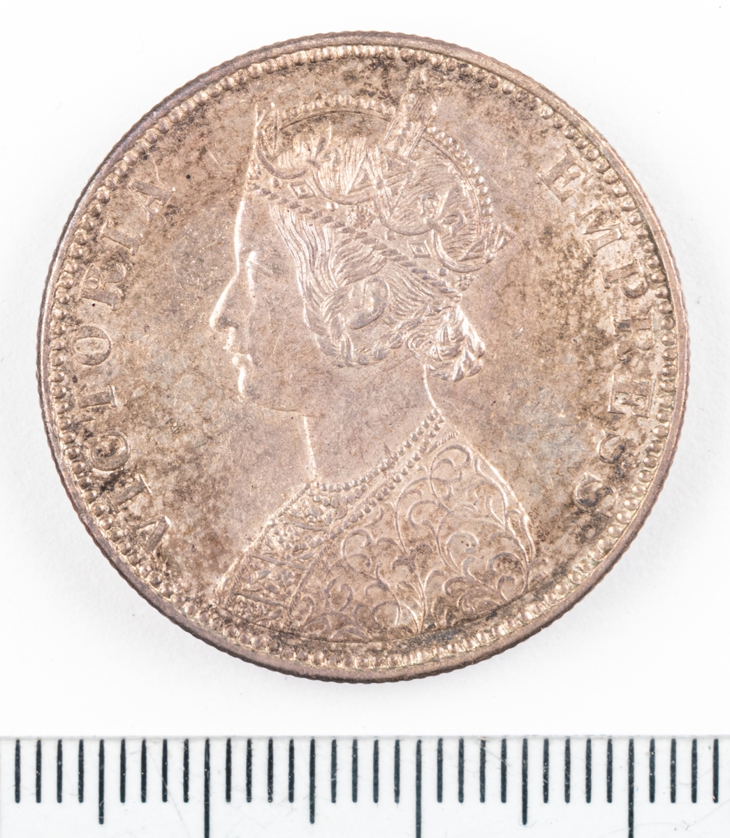 Mynt Indien 1890, 1 Rupee.