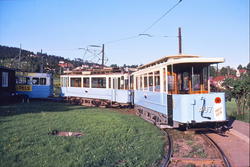 Oslo Sporveier. Trikk tilhenger type SS nr. 497 og motorvogn