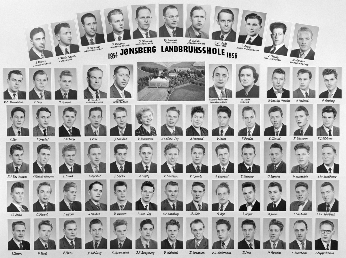 Gr: Jønsberg landbruksskole, montasje, 1954-56. Romedal, Stange. 