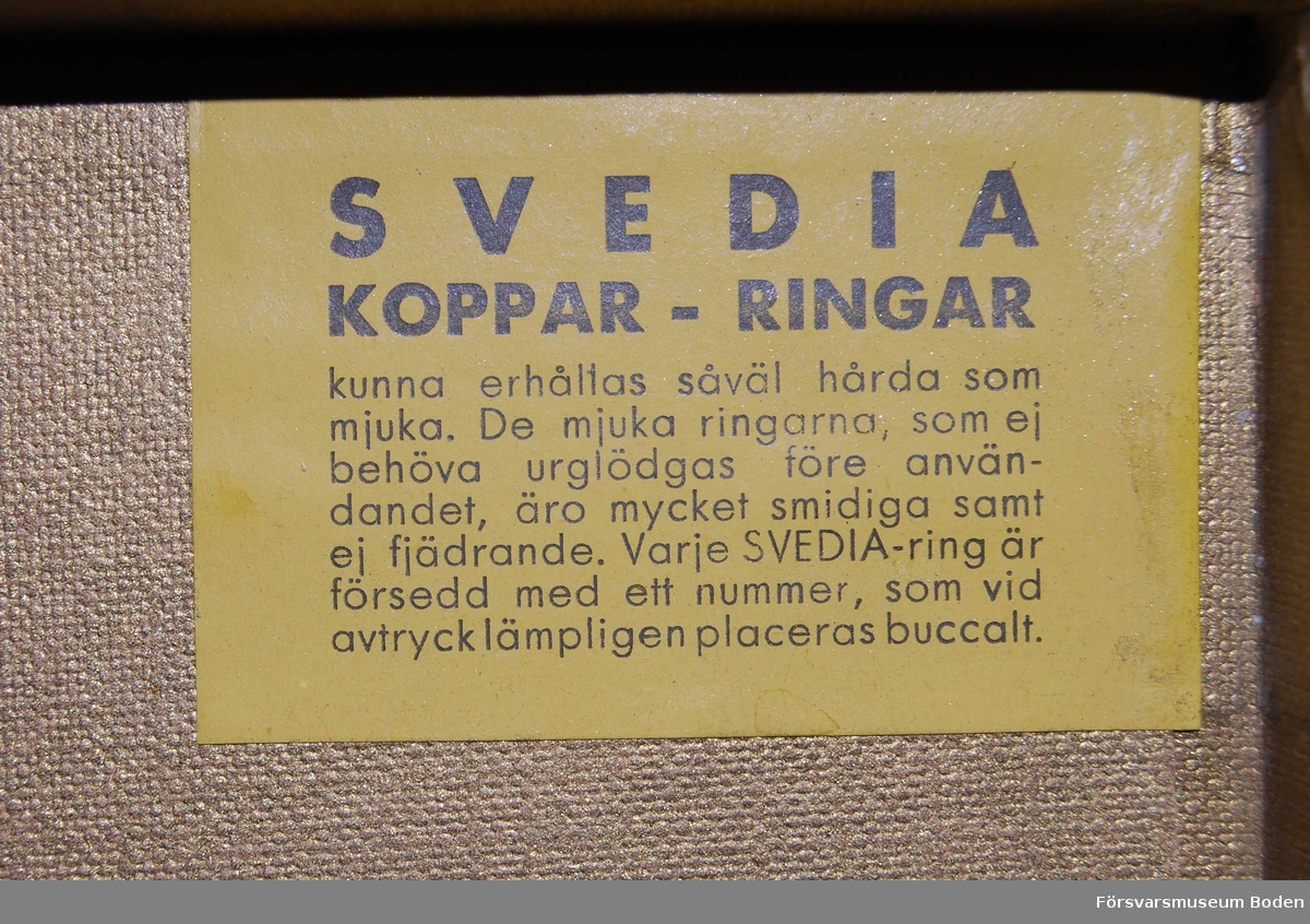 Mjuka kopparringar "Svedia" storlek 1 t.o.m. 20 i fackindelad ask.
