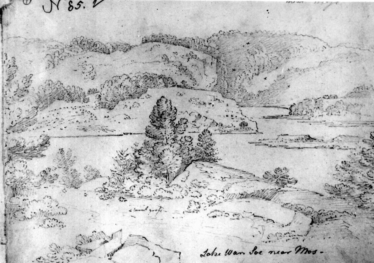 Vannsjø
Fra skissealbum av John W. Edy, "Drawings Norway 1800".