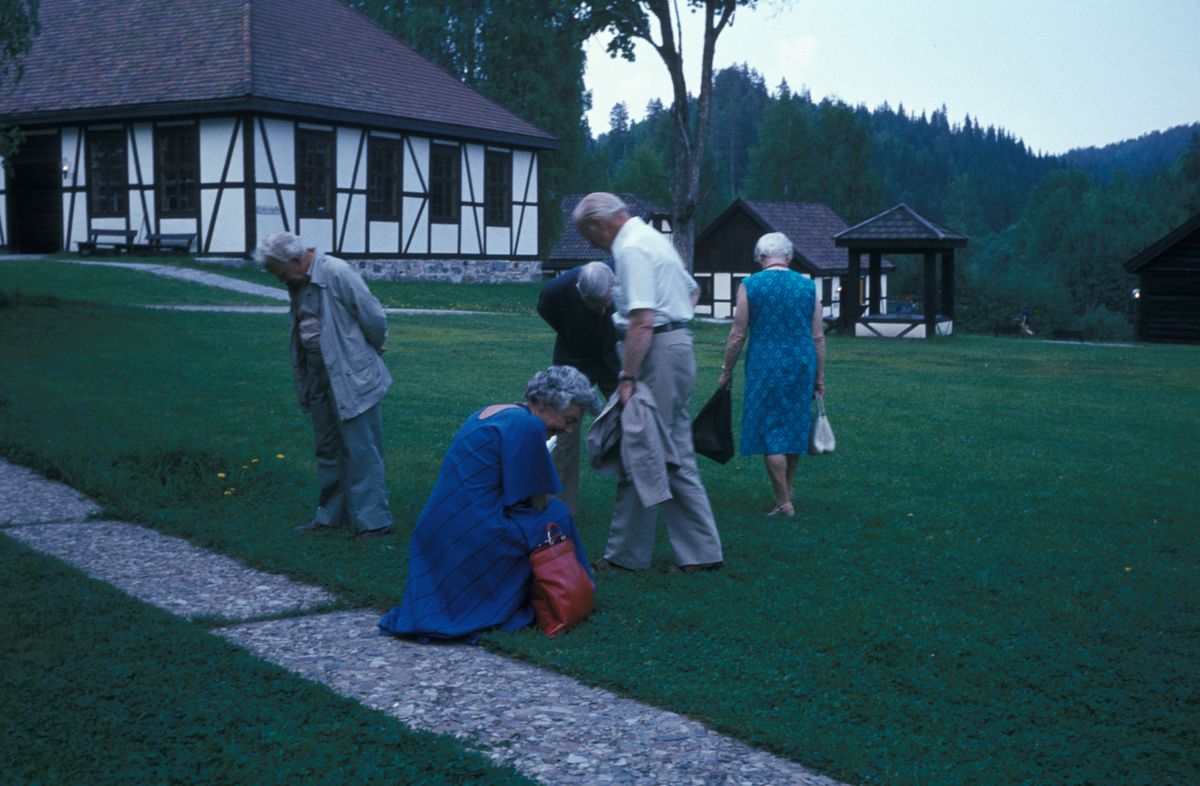 Serie fotografier fra en pensjonistutflukt, Den Norske Husflidsforening, 1982.