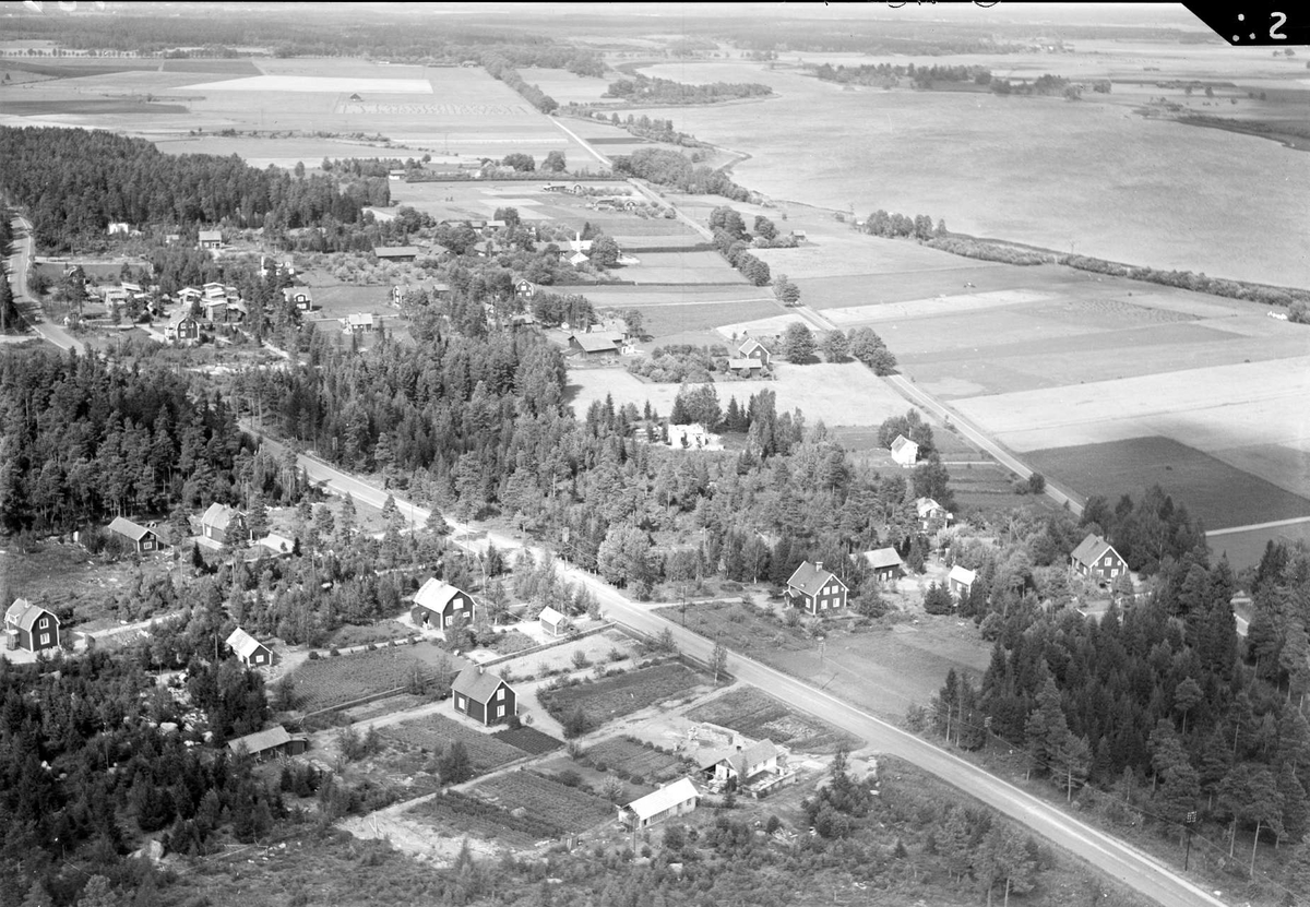 Flygfoto över Björklinge, Björklinge socken, Uppland år 1936