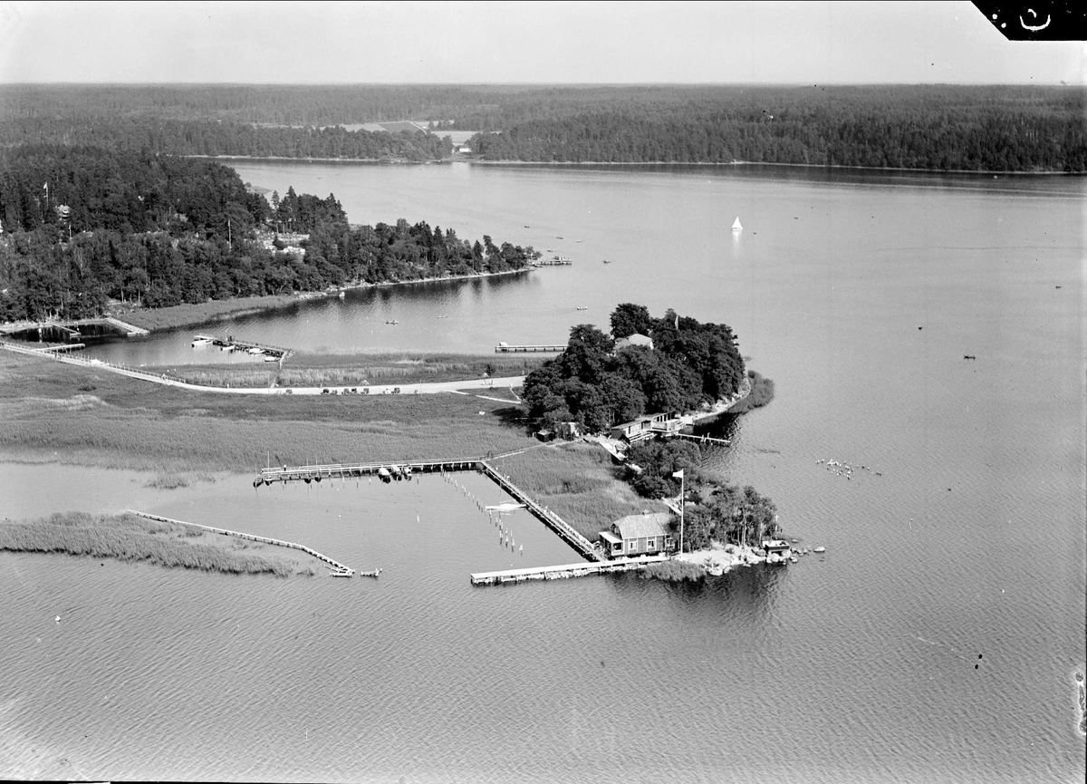 Flygfoto över Skarholmen, Sunnersta, Uppsala 1938