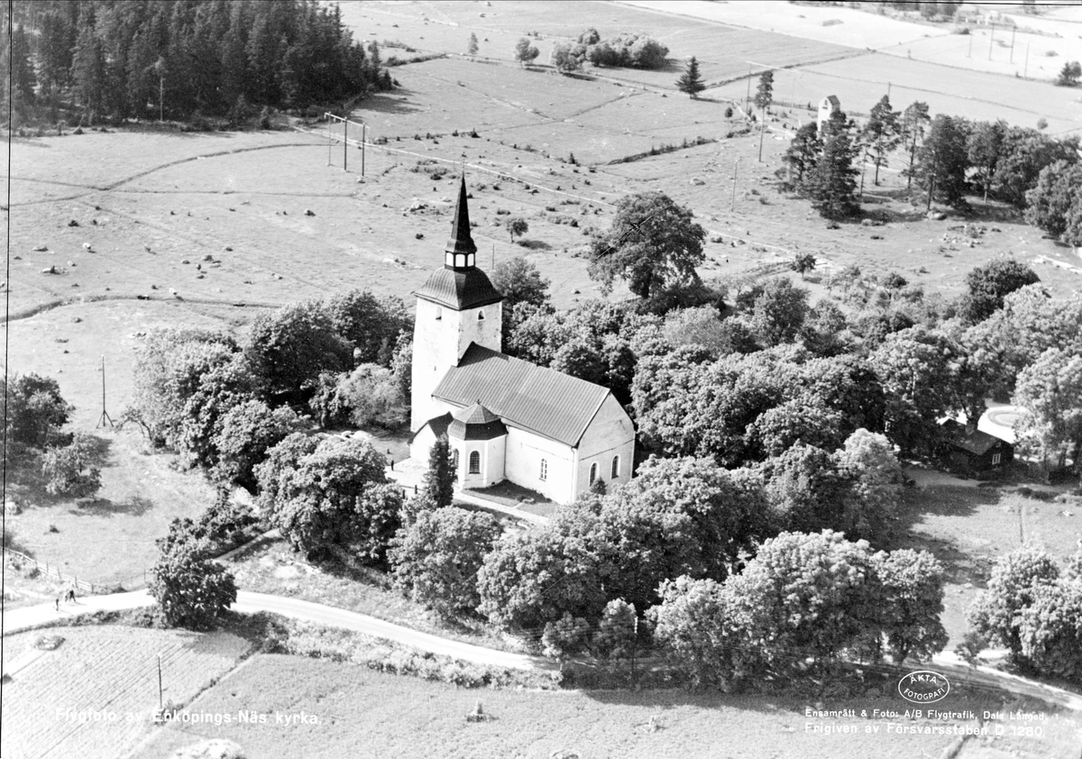 Flygfoto över Enköpings-Näs kyrka, Enköpings-Näs socken, Uppland 1936