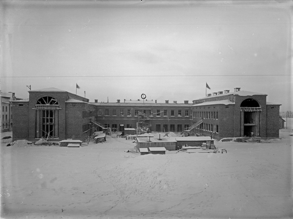 Vaksalaskolan, Vaksala torg, Fålhagen Uppsala under uppförande 1925 - 1927