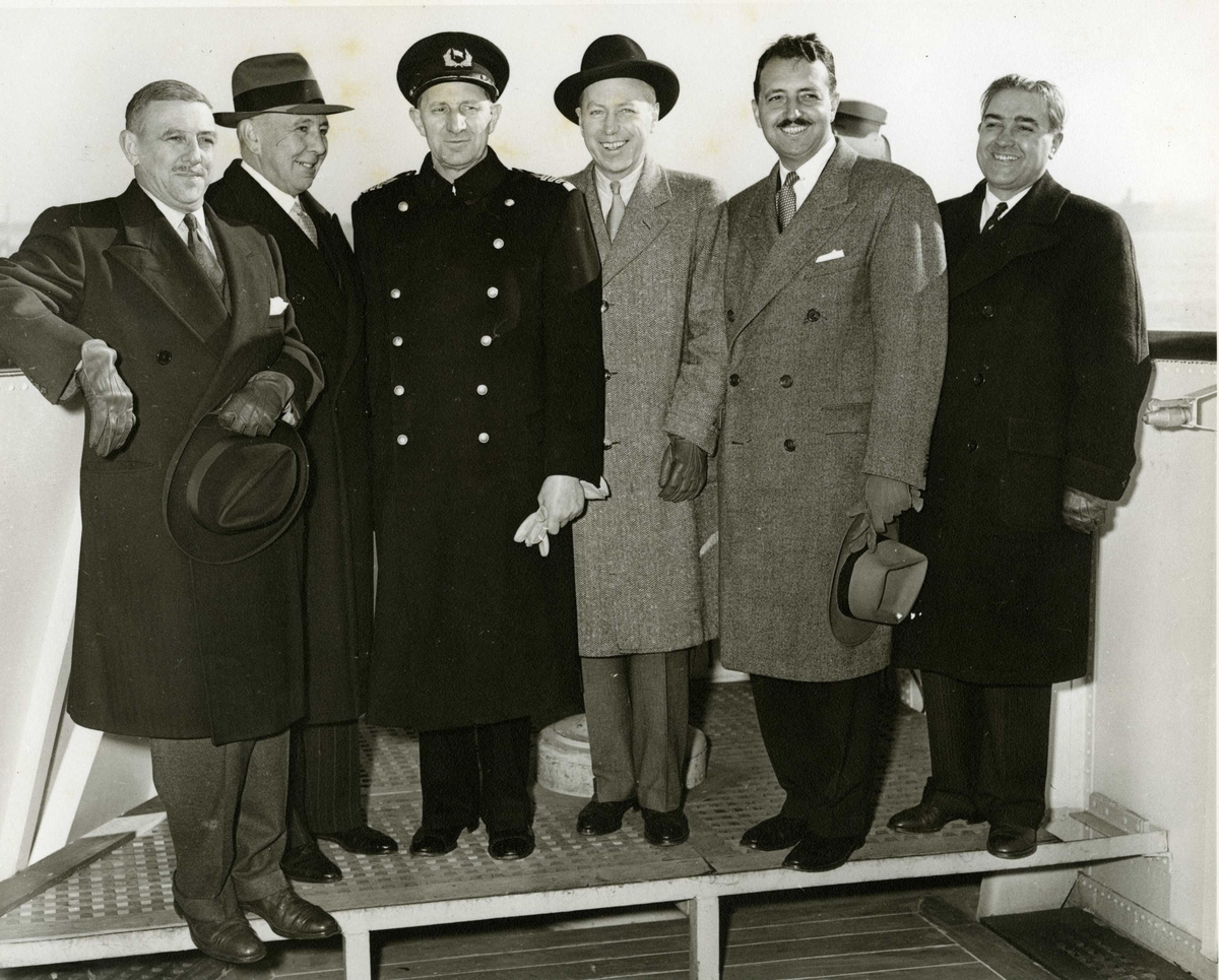 Velkomstkomitéen i New York ved M/S Oslofjords første ankomst i New York i 1949