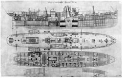 Tegninger av B/N 137 Heimdal bygget av Akers mek. Verksted f