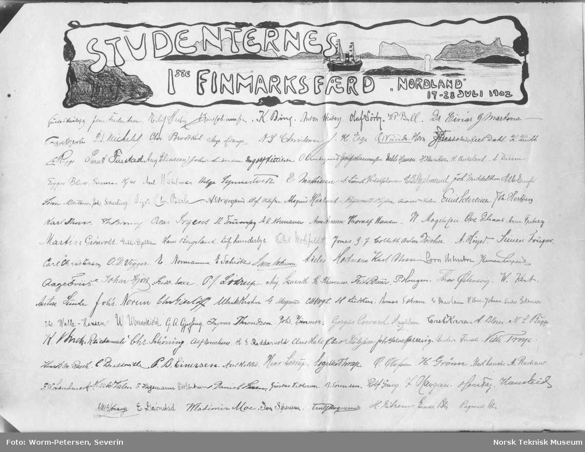 Studentenes første Finmarksferd 17-28. juli 1902: Studentenes navn