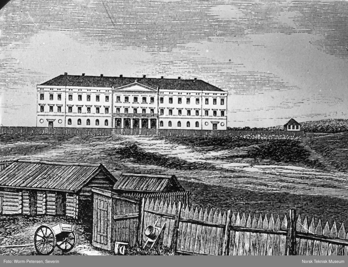 Avfotografert tegning, Kristiania i det 19de århundre, slottet 1840