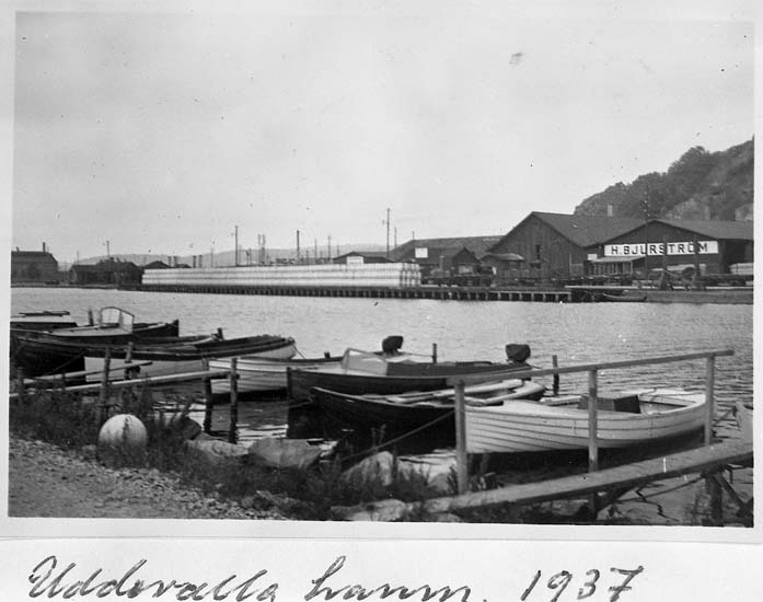 Text på kortet: "Uddevalla hamn. 1937".