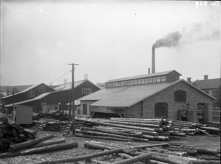 Timmerupplag, Uddevalla Tändsticksfabrik ca 1915