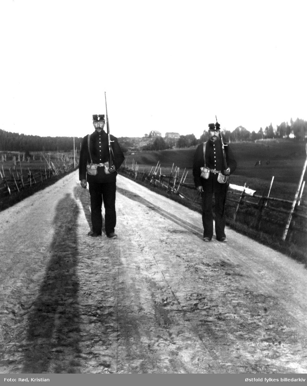 Grensevaktsoldater på post, ukjent sted i Aremark 1905.