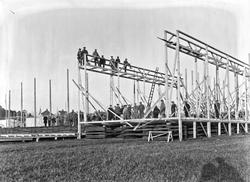 utstilling, Østfoldutstillingen, bygging, stillas, arbeidere