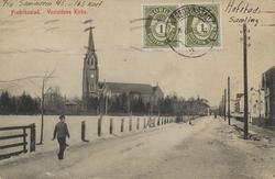 kirke, eksteriør, Vestsiden kirke, gate, snø, park,