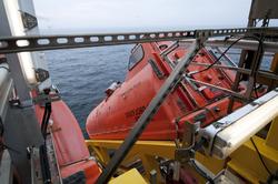 Stuplivbåt på Statfjord C.  På plattformen finnes det 8 livb