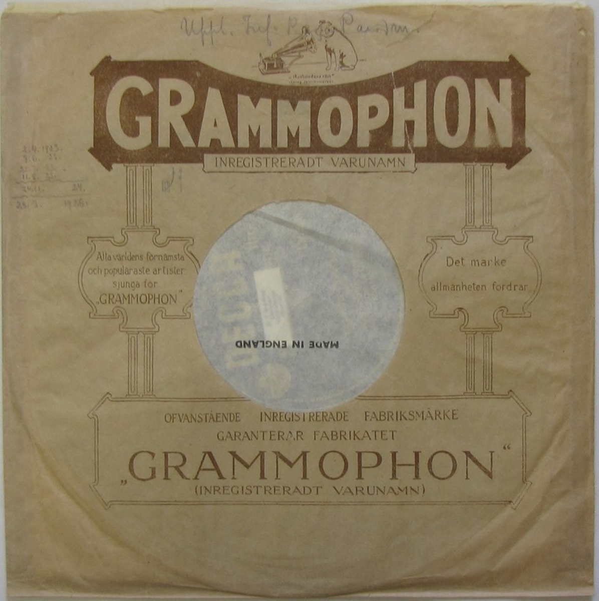 LP-skiva av märket HMV och Grammophon