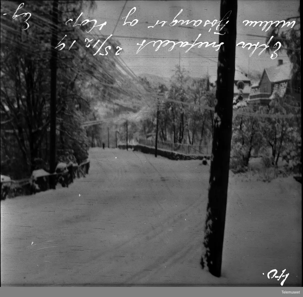 Etter snøfallet 25.desember 1919, mellom Fjøsanger og Hop, Bergen 