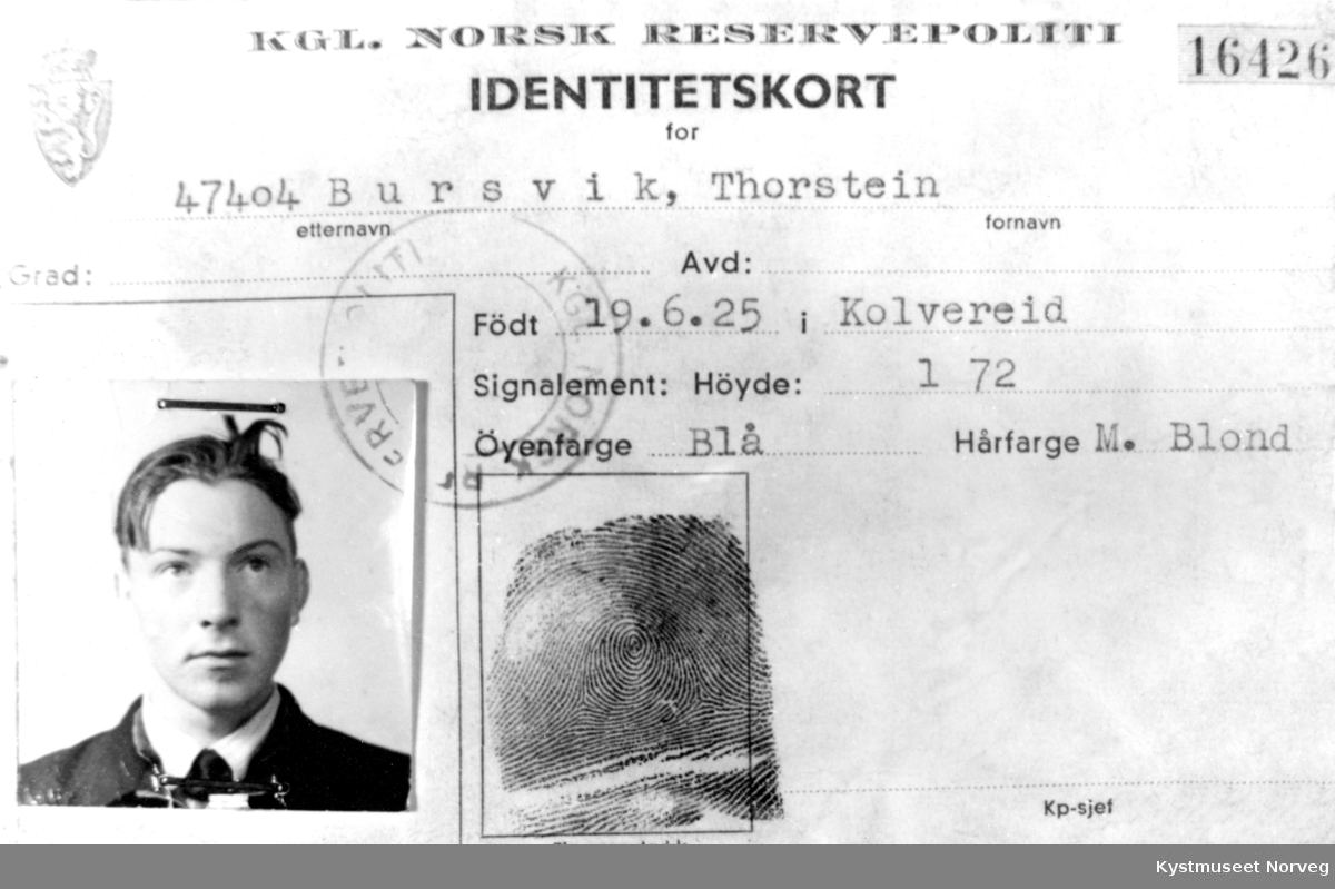 Identitetskort av Thorstein Bursvik