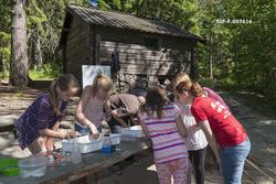 Skoleelever gjør bunndyrundersøkelser i forbindelse med arra