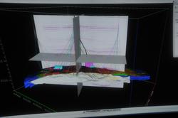 En 3D modell over Valhallfeltet med seismiske data, rørtrase