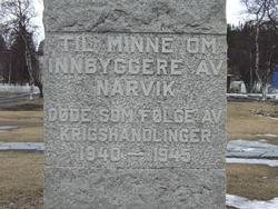 Minnestein:  Til minne om innbyggere av Narvik som døde av k
