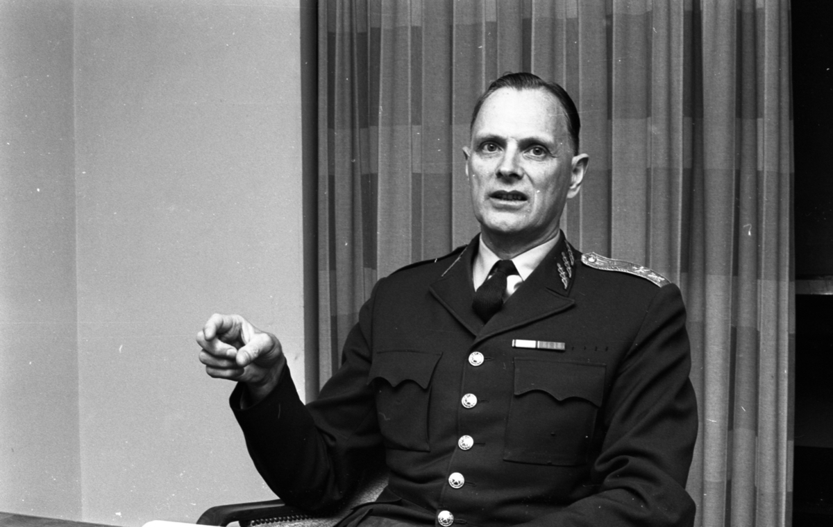 Generalmajor 1967.
Personen på bilden är generalmajor Stig Löfgren, militärbefälhavaren för Bergslagens militärområde åren 1967-1973.