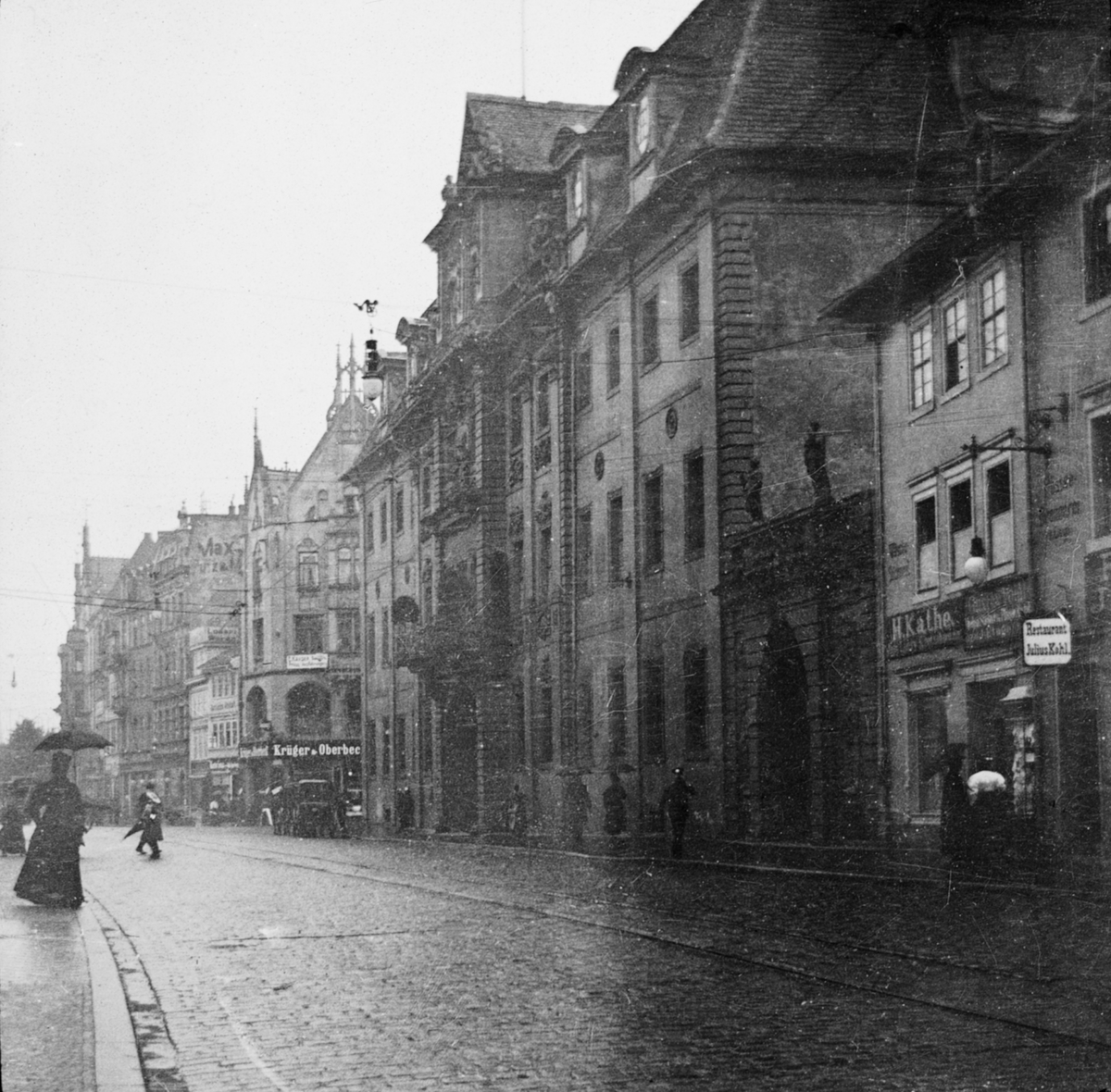 Skioptikonbild med motiv från Erfurt.
Bilden har förvarats i kartong märkt: Resan 1907. Erfurt 10. 14