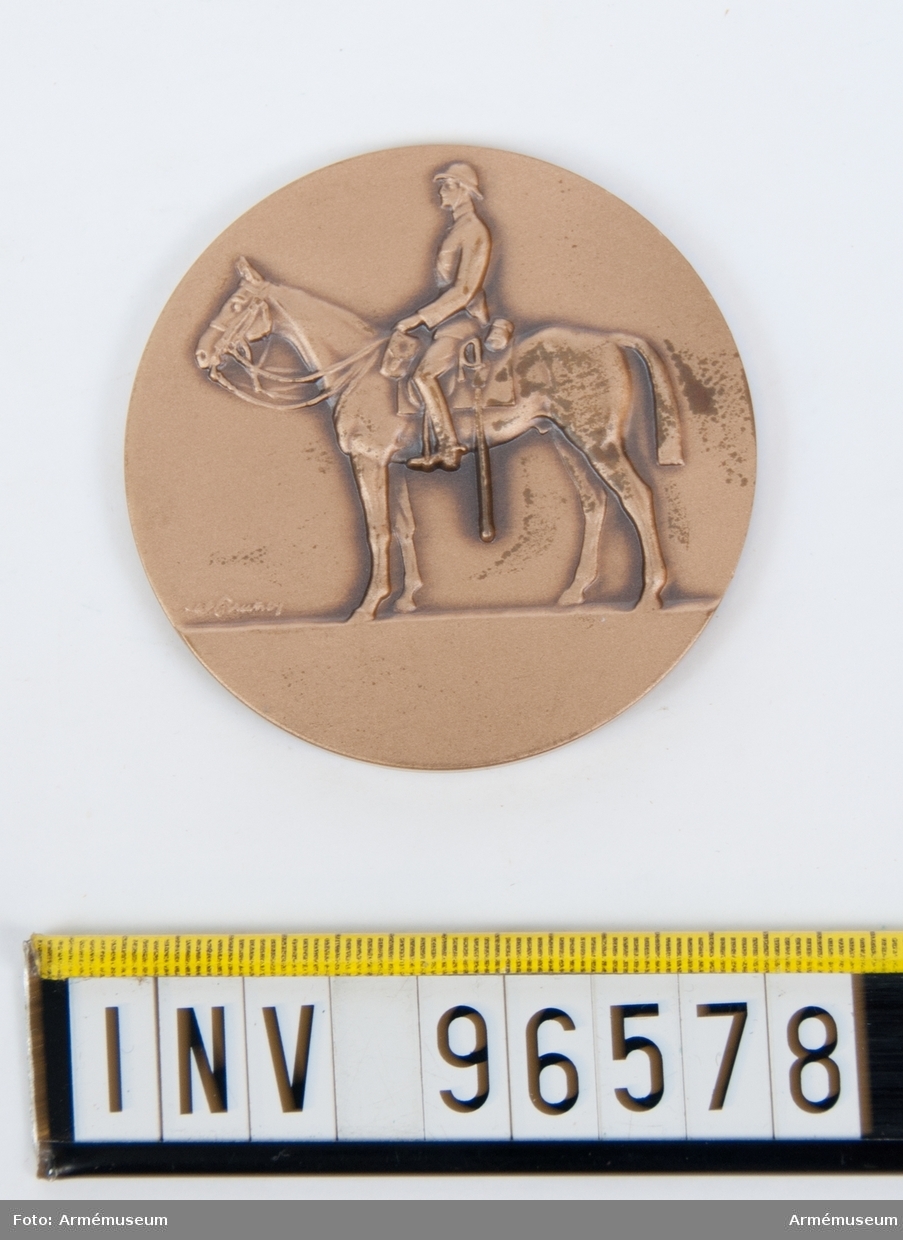 Medalj i brons för Livgardets dragoner.
Stans 45469. Frånsida, Fana 45469-1.