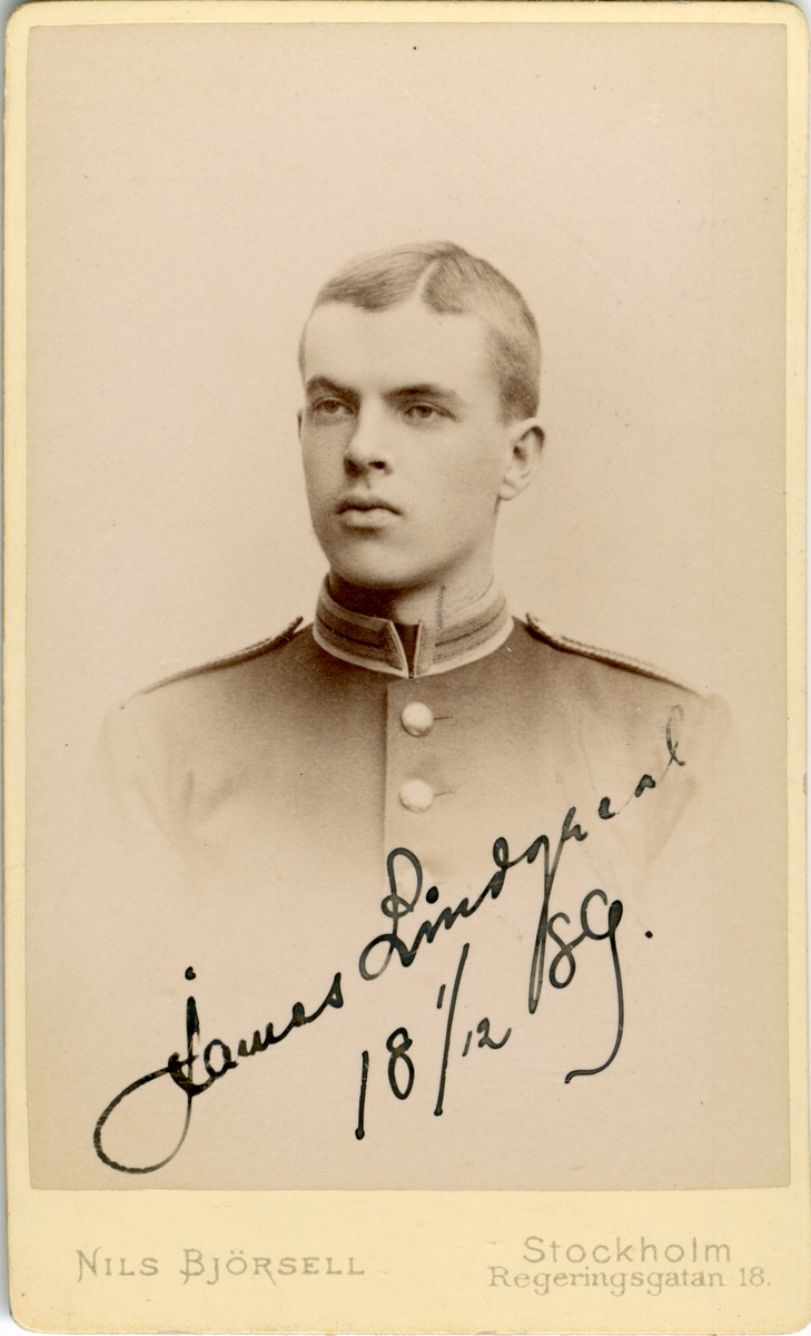 Porträtt av James Lindgren, löjtnant Jämtlands fältjägareregemente I 23.