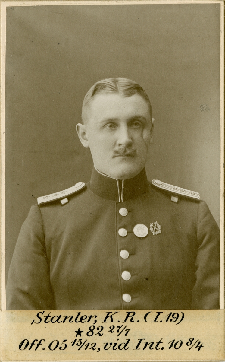 Porträtt av Knut Ragnar Stanler, intendent vid Intendenturkåren.