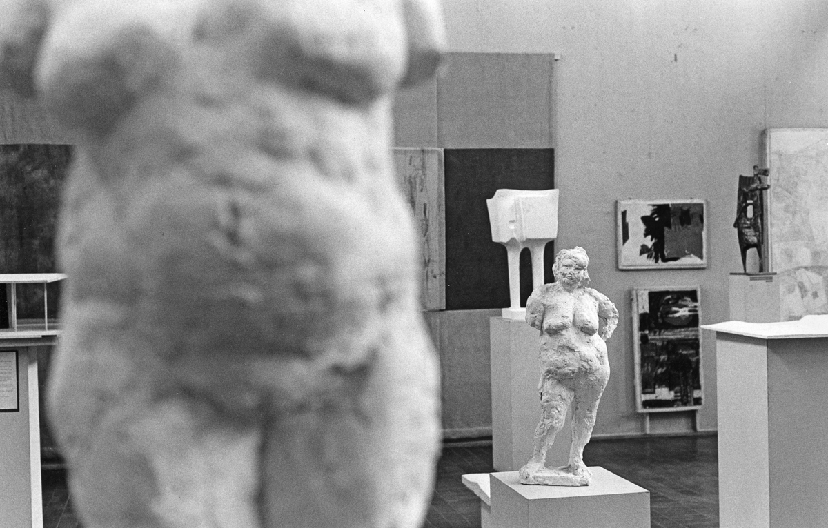 Konstutställning på Gävle Museum. Från utställningen "Gävlar i stan" på Gävle Museum 1967.